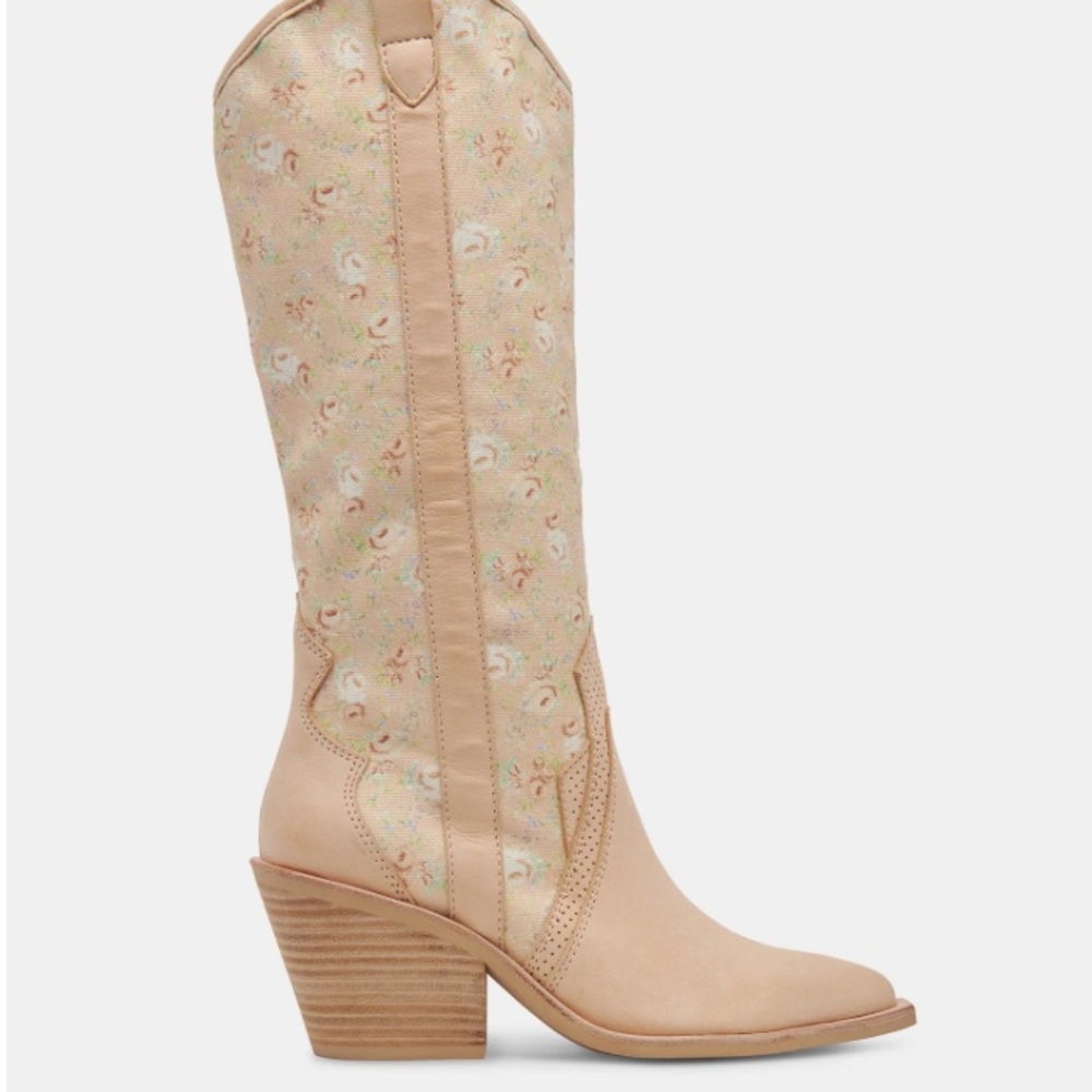 Dolce Vita Floral Beige Heeled Boots